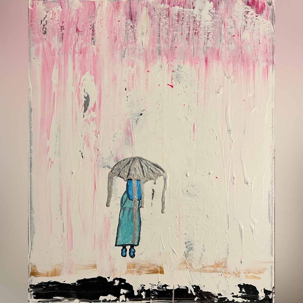 Handcrafted Painting Called “Pink Rain” by Kaya Gravitter COA included